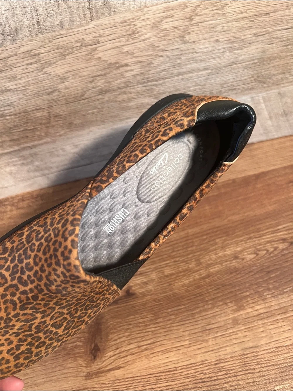 Clarks Cheetah Print Slip-On Flats in Brown and Black Kayleigh Step Loafers